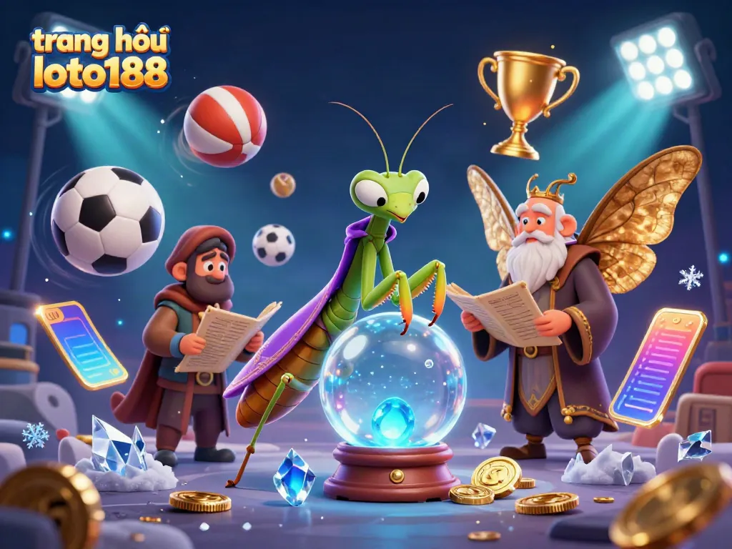 Experience the excitement of the trang chủ loto188 with a mystical fortune teller, firefly oracles, and dynamic sports elements.