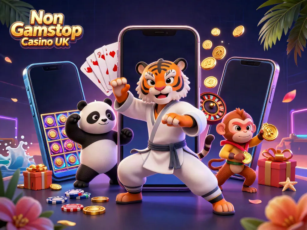 Engage with thrilling Non Gamstop Casino UK action featuring fun characters enjoying gaming.