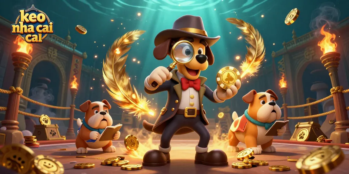 Engage with keo nha cai as a bloodhound detective finds treasure in a vibrant casino scene.