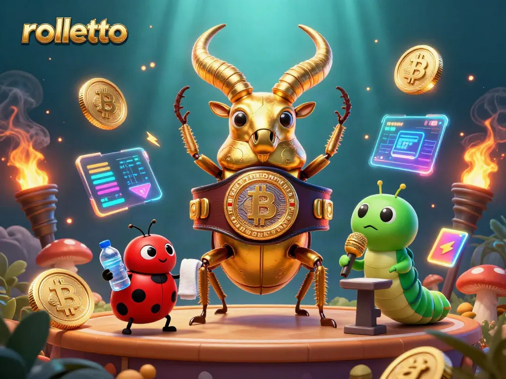 Experience the excitement of rolletto casino games with vibrant 3D characters and Bitcoin elements.