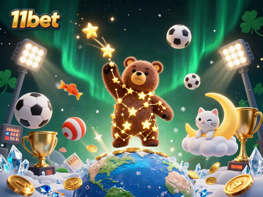 Experience thrilling wins at 11bet's vibrant online casino with dynamic 3D illustration.