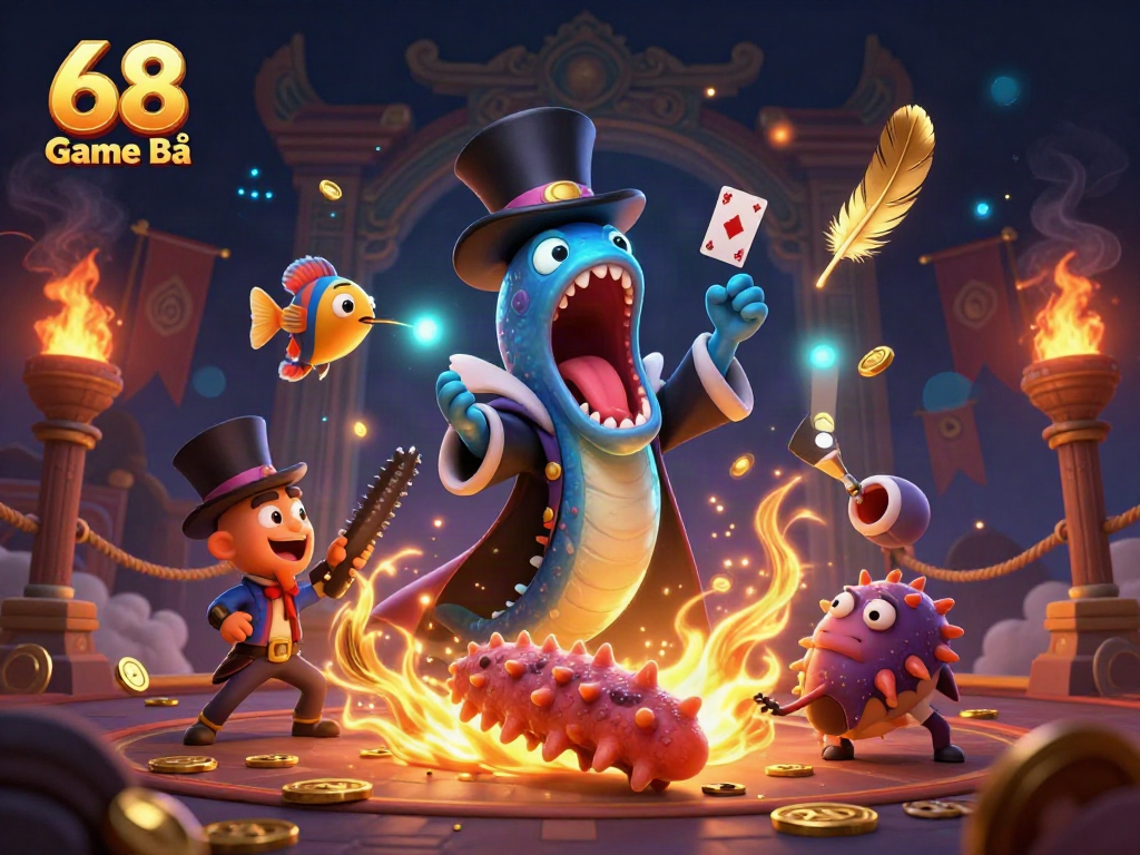 Experience the thrill of 68 Game Bài in this vibrant illustration showcasing magical elements and characters.