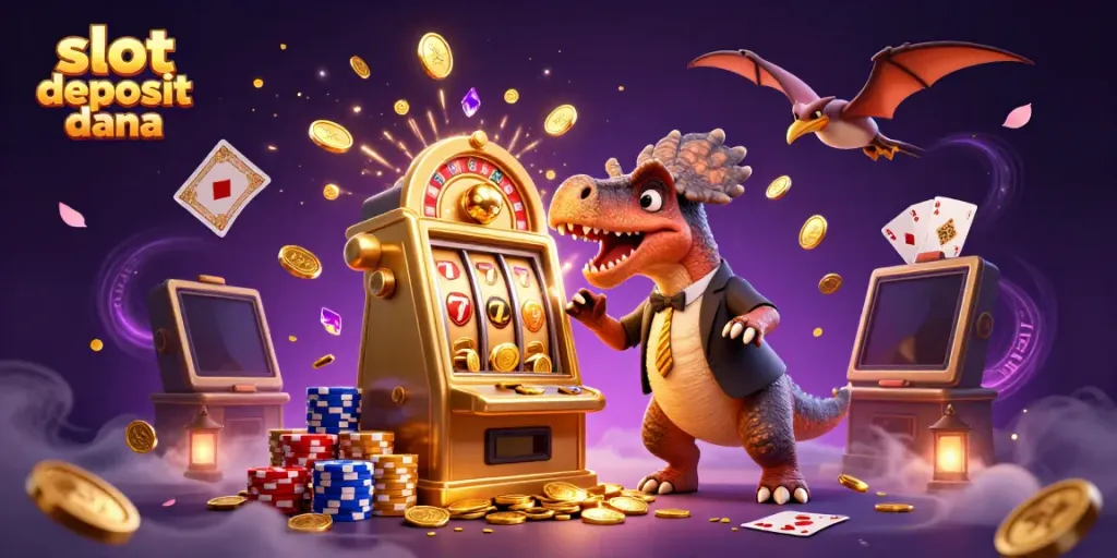 Experience slot deposit dana excitement as a pachycephalosaurus activates a jackpot while coins fly around.